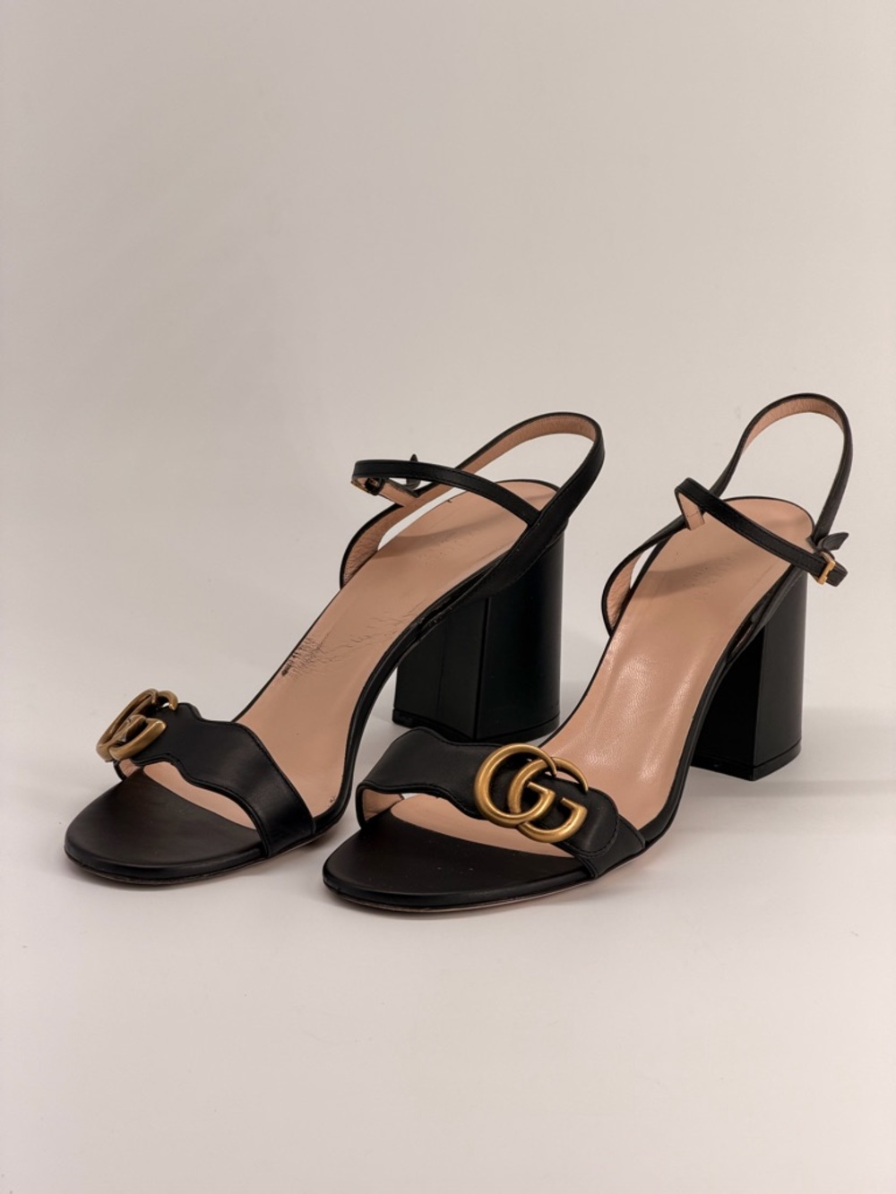 Gucci GG Marmont Leather Sandals Heels | Black in 40 - Picture 2 of 7
